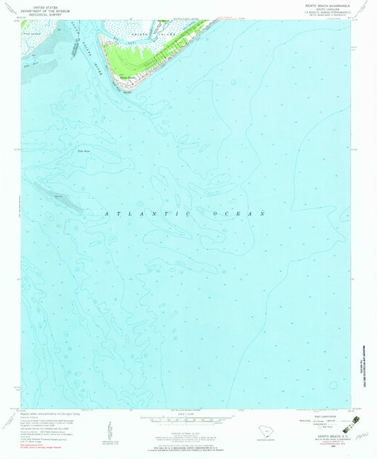 Classic USGS Edisto Beach South Carolina 7.5'x7.5' Topo Map Image