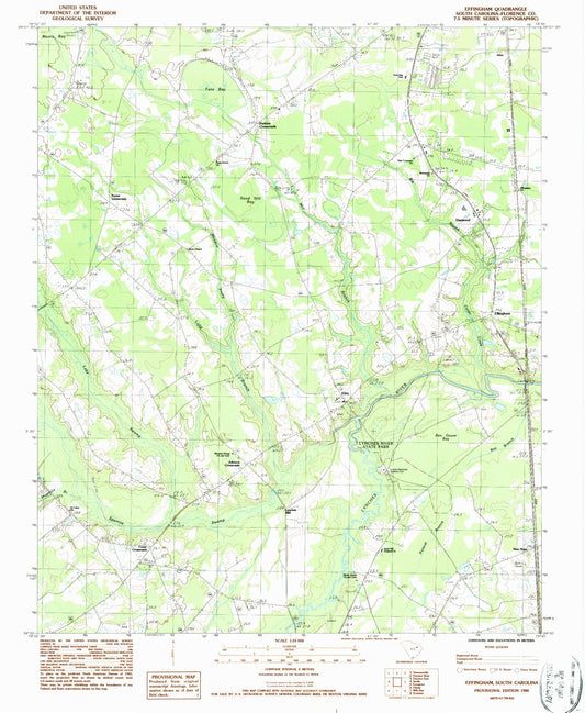 Classic USGS Effingham South Carolina 7.5'x7.5' Topo Map Image
