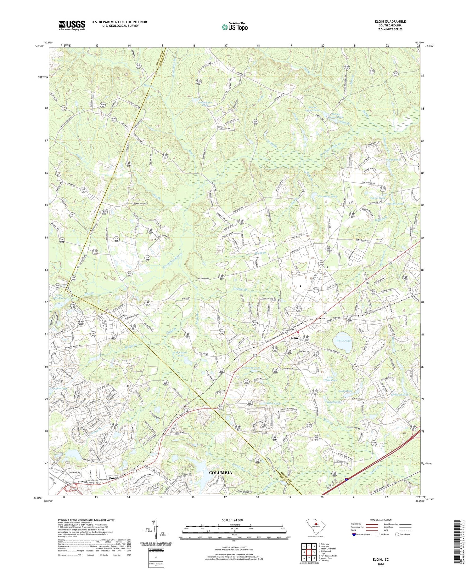 Elgin South Carolina US Topo Map Image
