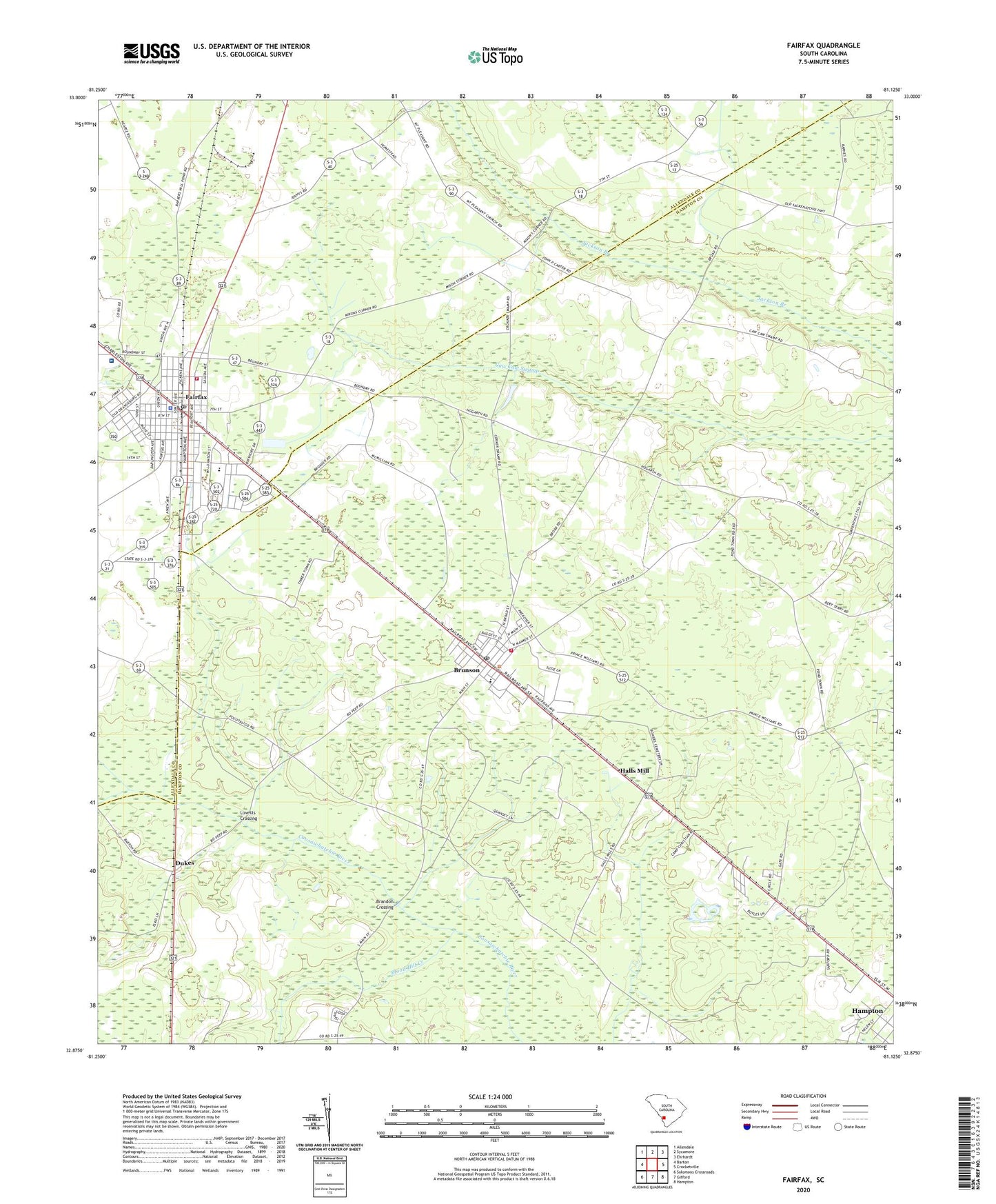 Fairfax South Carolina US Topo Map Image