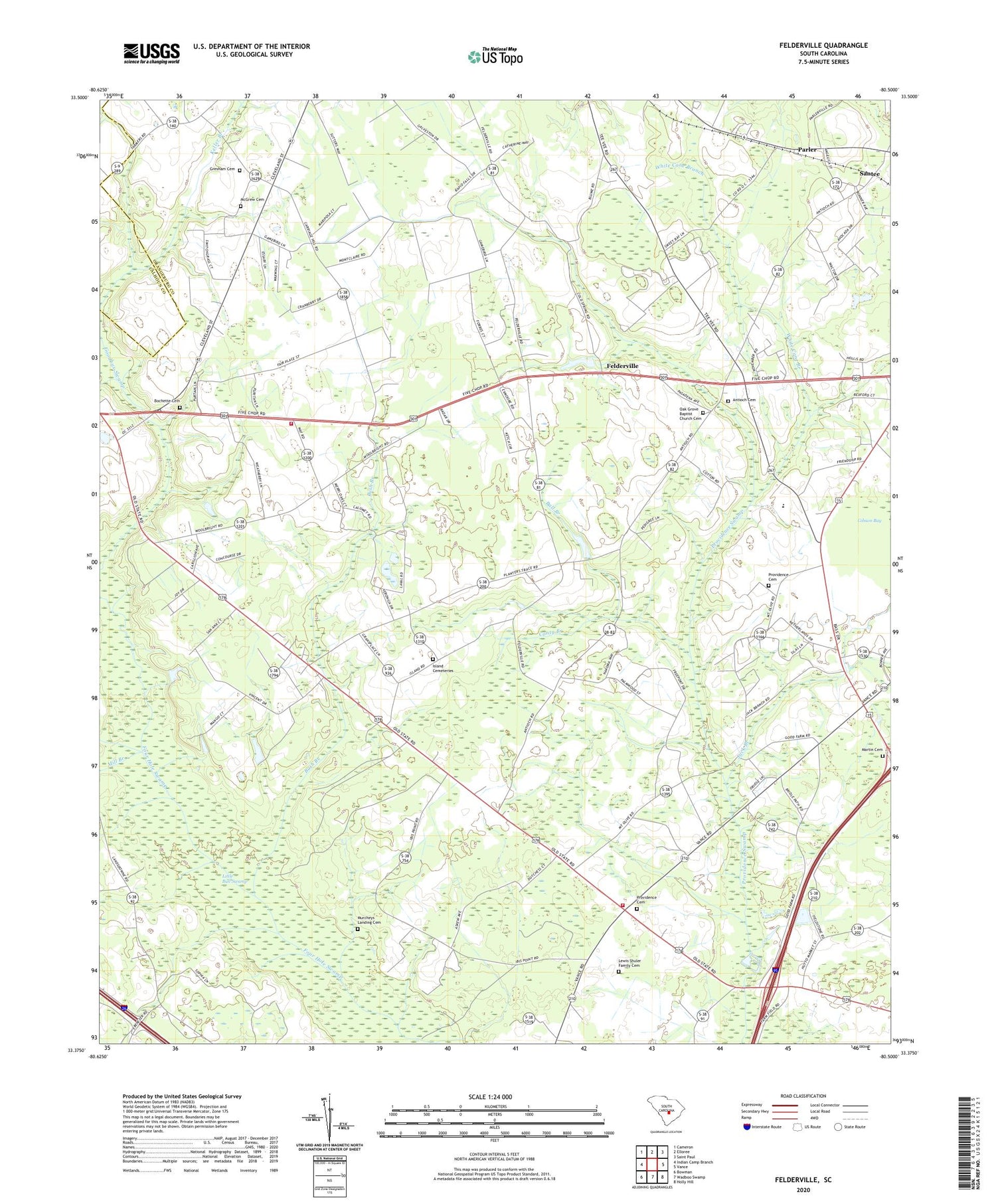 Felderville South Carolina US Topo Map Image