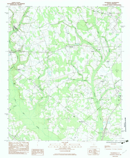 Classic USGS Felderville South Carolina 7.5'x7.5' Topo Map Image