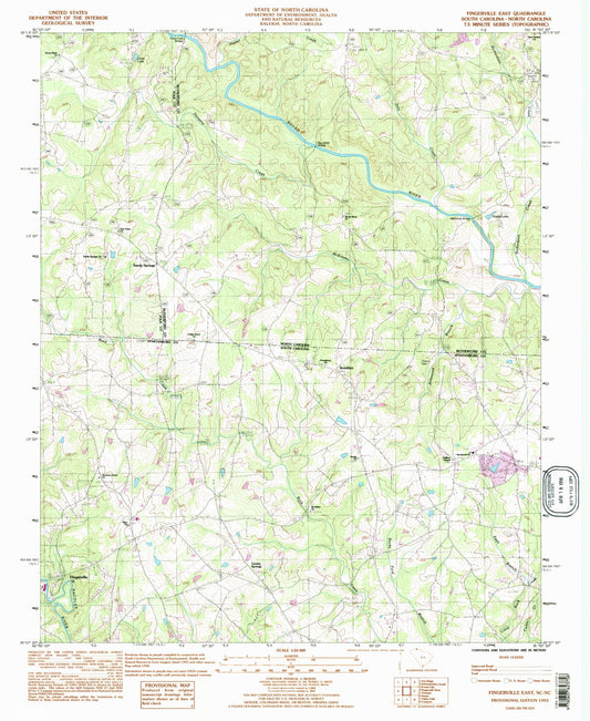 Classic USGS Fingerville East South Carolina 7.5'x7.5' Topo Map Image