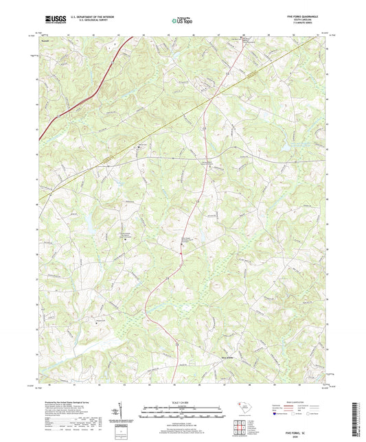 Five Forks South Carolina US Topo Map Image