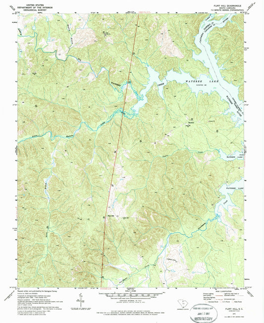Classic USGS Flint Hill South Carolina 7.5'x7.5' Topo Map Image
