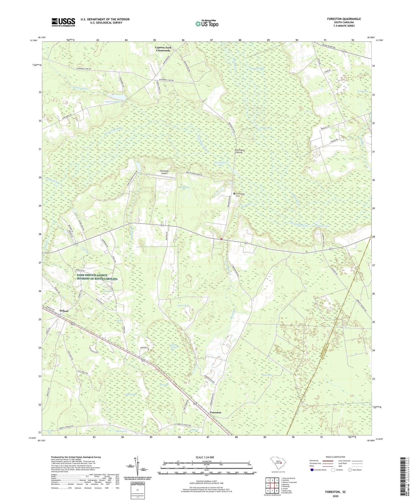 Foreston South Carolina US Topo Map Image