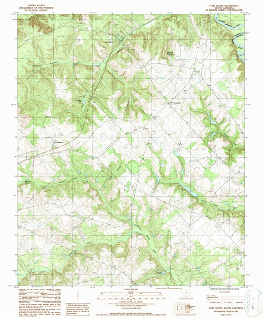 Classic USGS Fort Motte South Carolina 7.5'x7.5' Topo Map Image