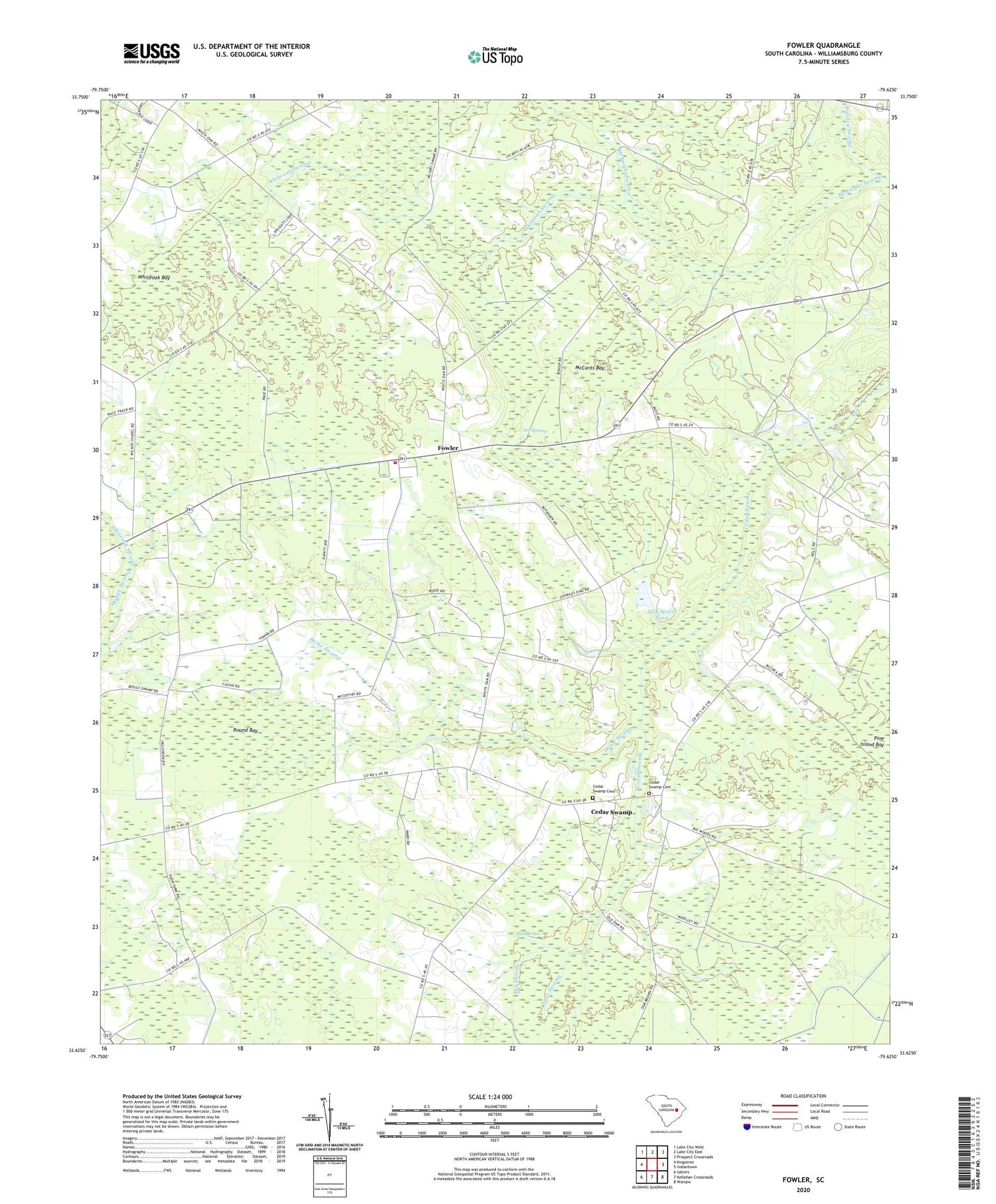Fowler South Carolina US Topo Map Image