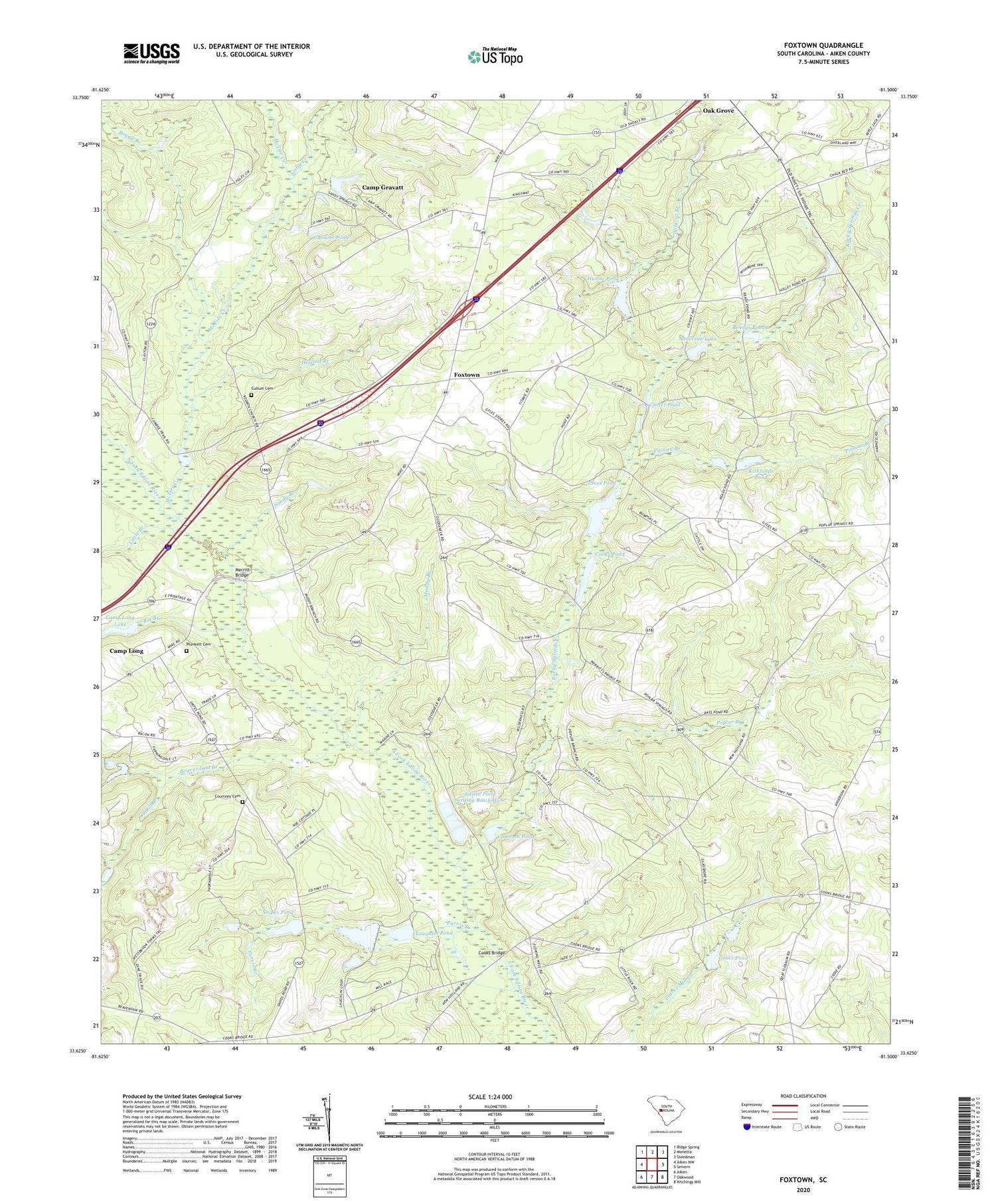 Foxtown South Carolina US Topo Map Image