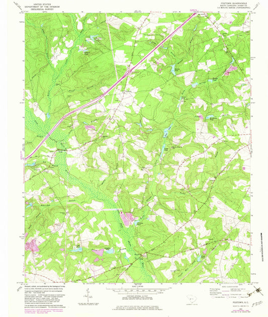 Classic USGS Foxtown South Carolina 7.5'x7.5' Topo Map Image
