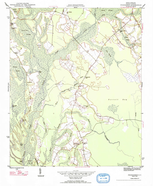 Classic USGS Friendship South Carolina 7.5'x7.5' Topo Map Image