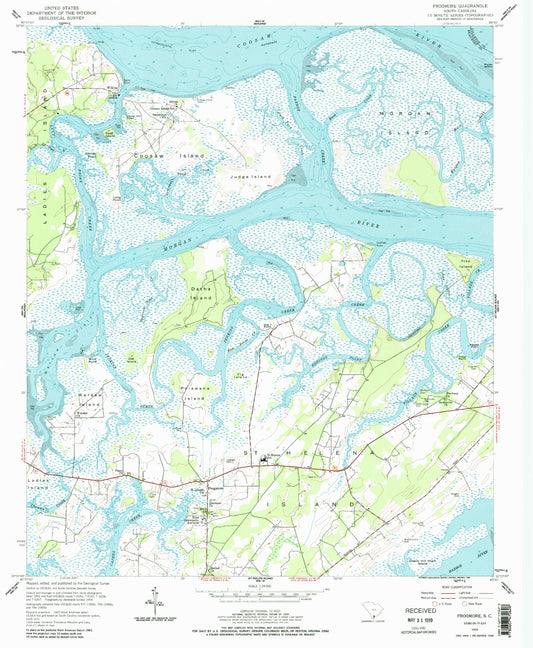 Classic USGS Frogmore South Carolina 7.5'x7.5' Topo Map Image
