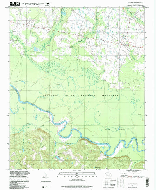 Classic USGS Gadsden South Carolina 7.5'x7.5' Topo Map Image