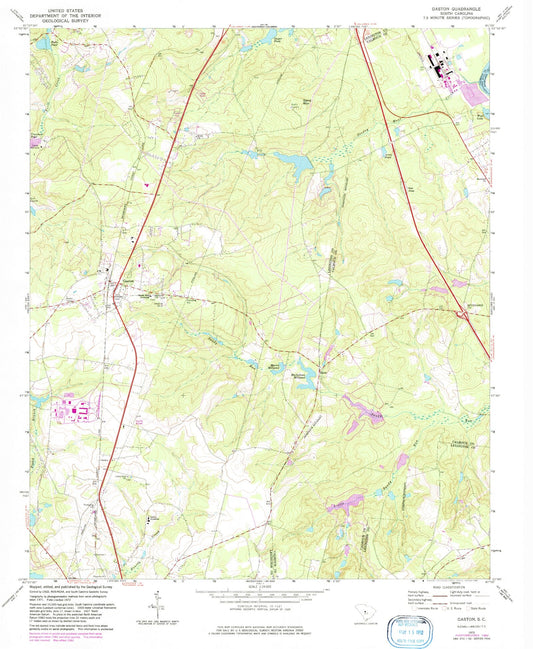 Classic USGS Gaston South Carolina 7.5'x7.5' Topo Map Image