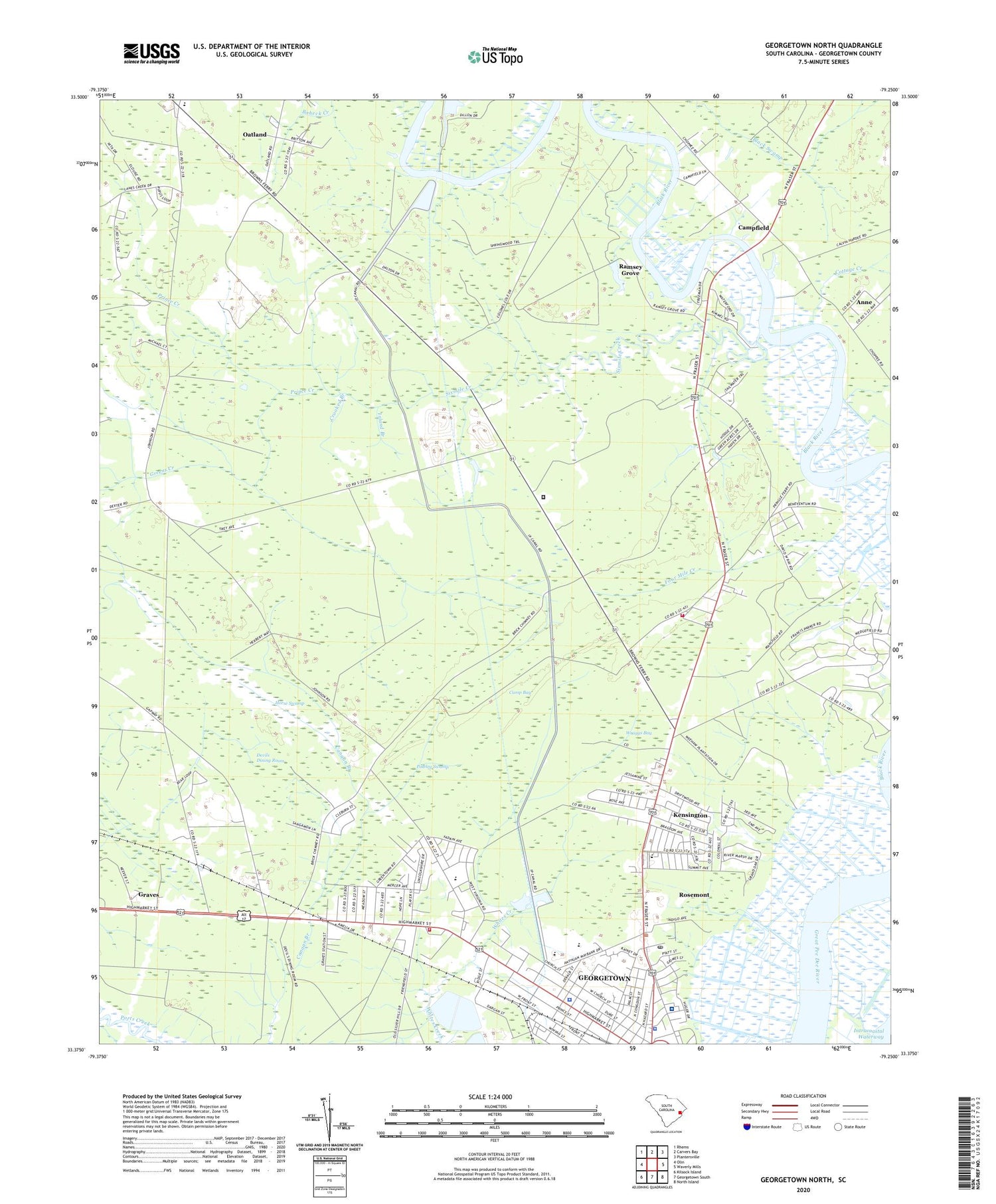 Georgetown North South Carolina US Topo Map Image