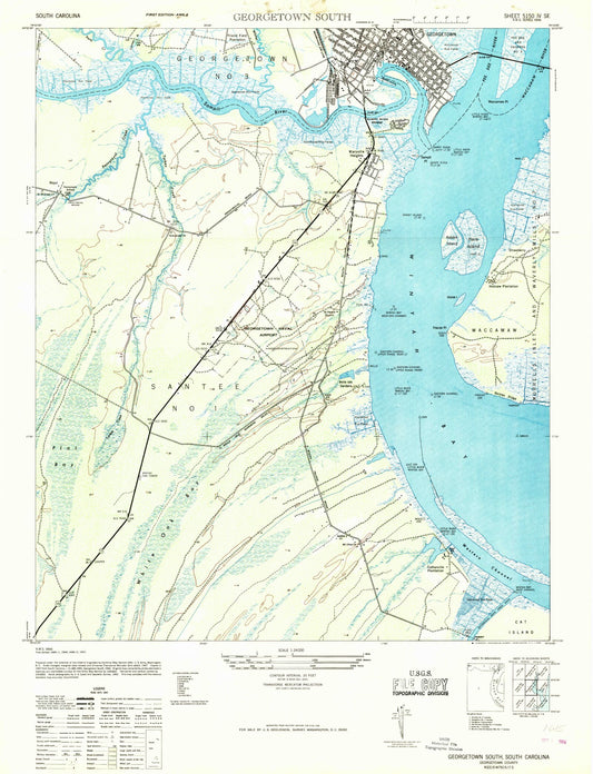 Classic USGS Georgetown South South Carolina 7.5'x7.5' Topo Map Image