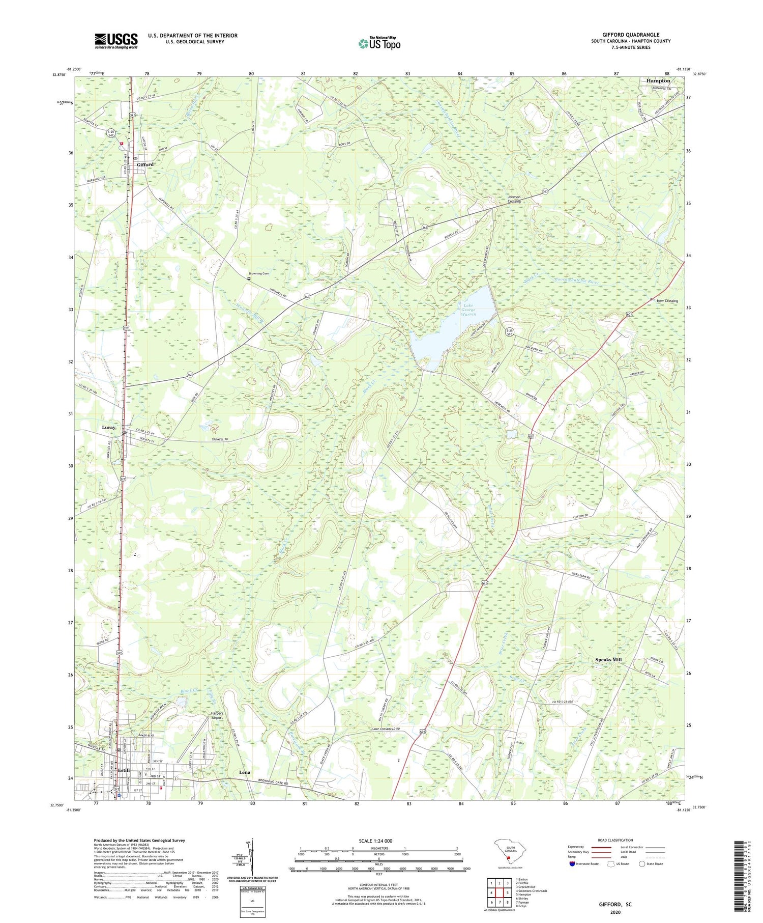 Gifford South Carolina US Topo Map Image