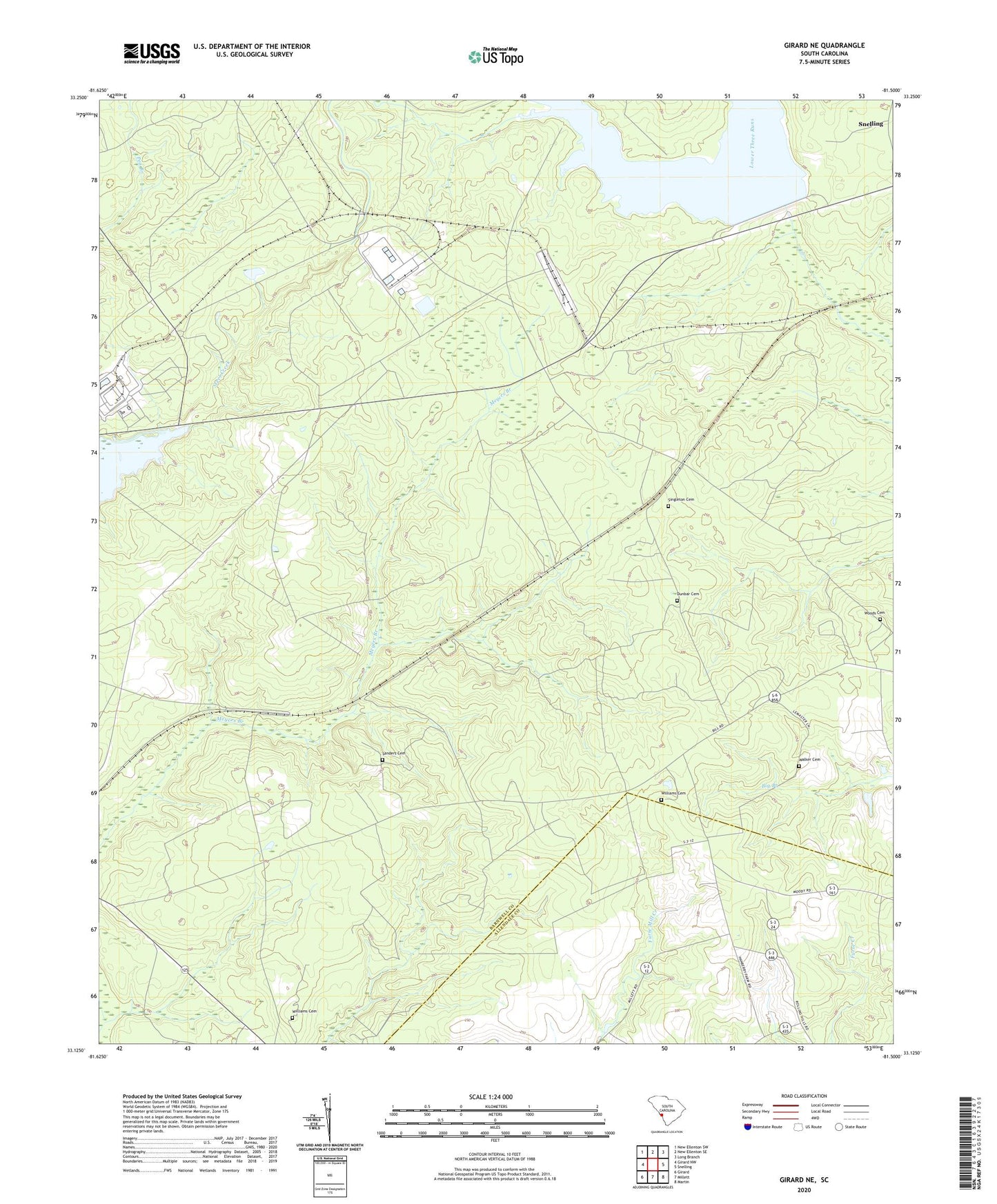 Girard NE South Carolina US Topo Map Image