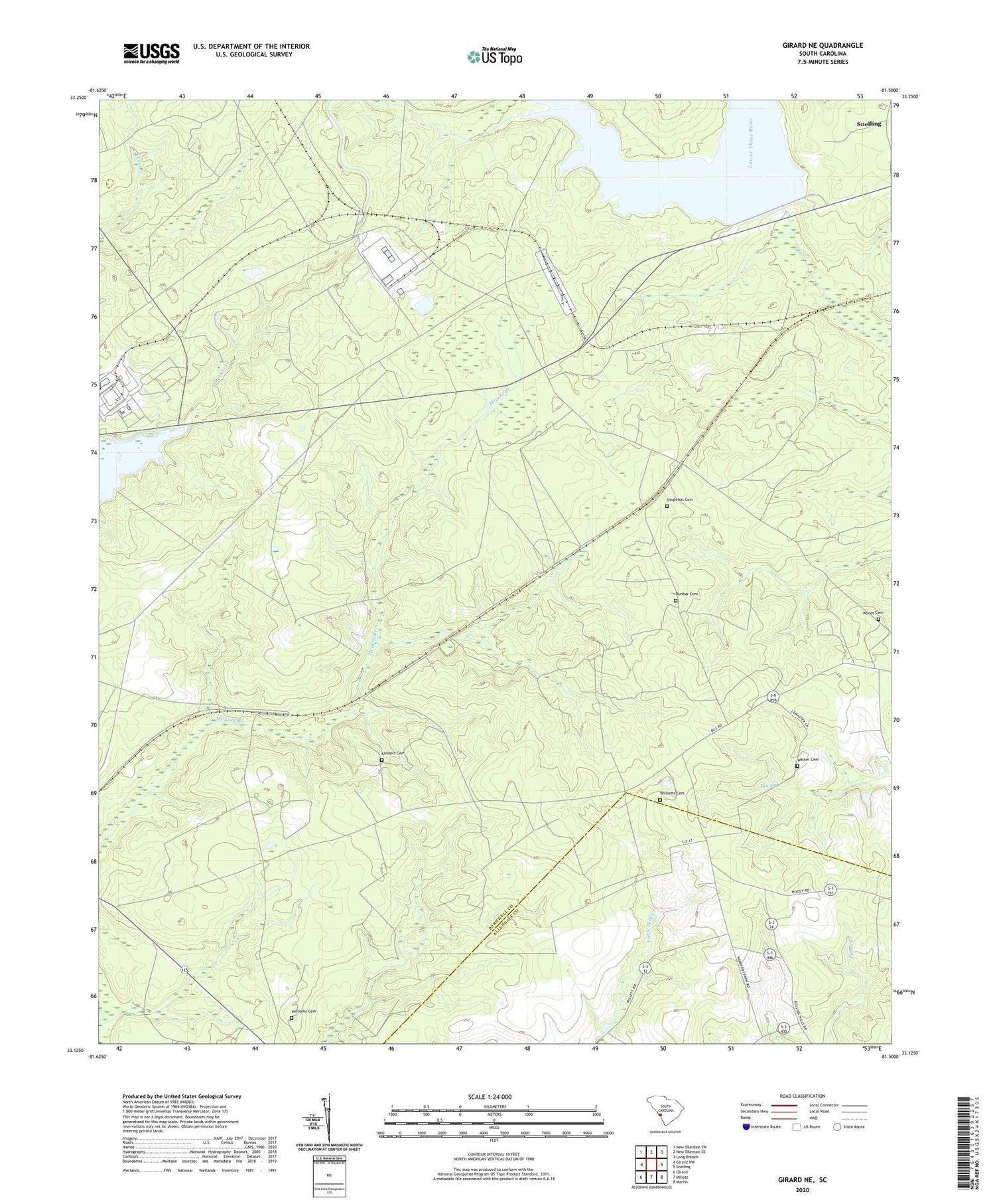 Girard NE South Carolina US Topo Map Image