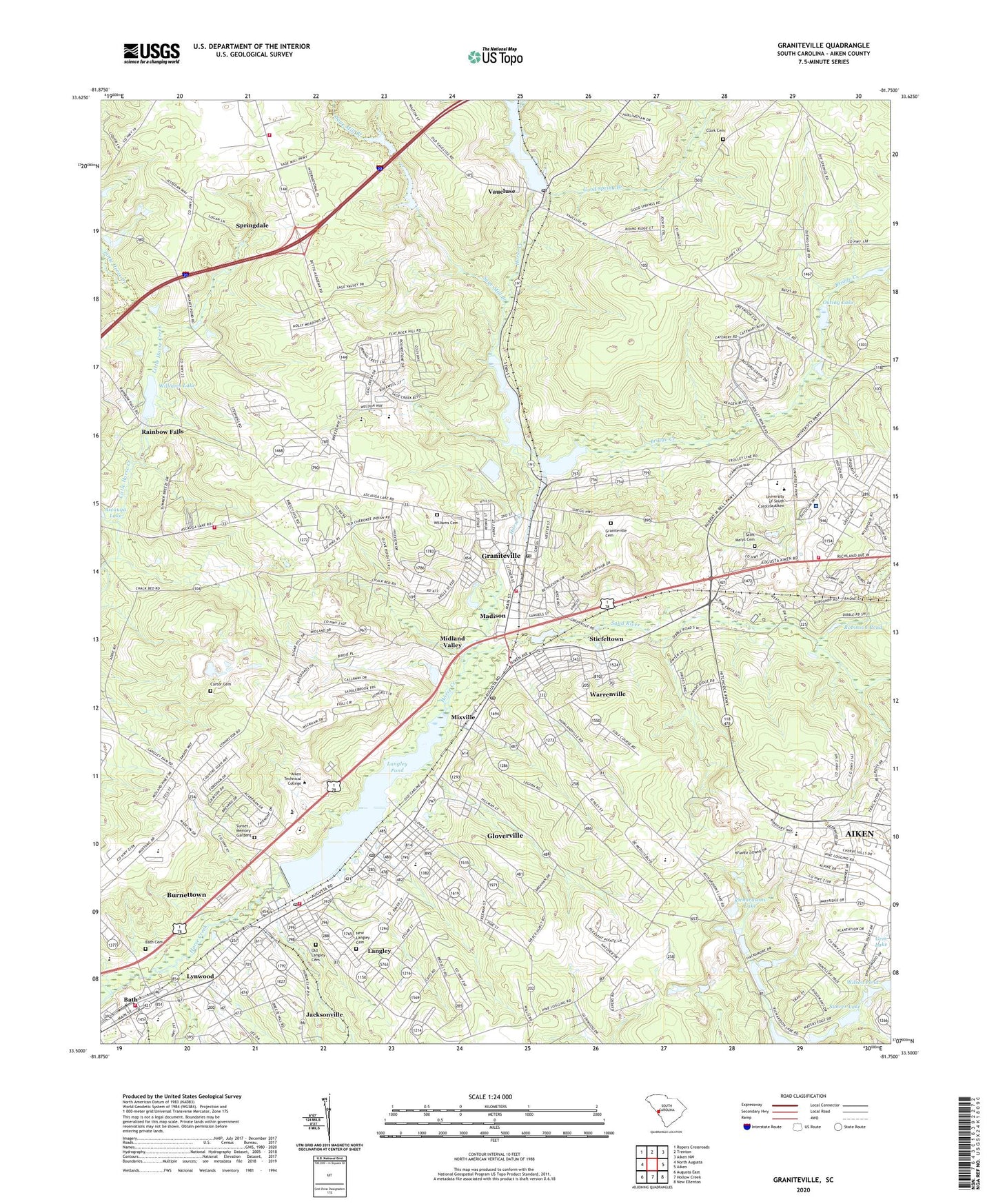 Graniteville South Carolina US Topo Map Image
