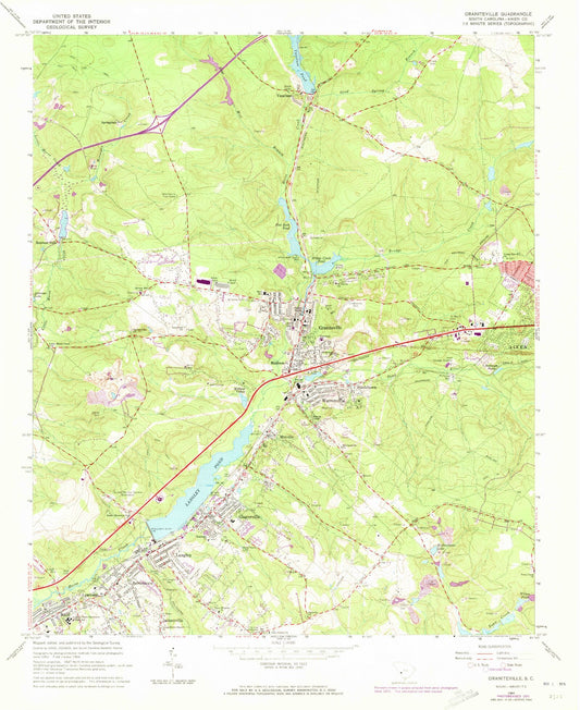 Classic USGS Graniteville South Carolina 7.5'x7.5' Topo Map Image