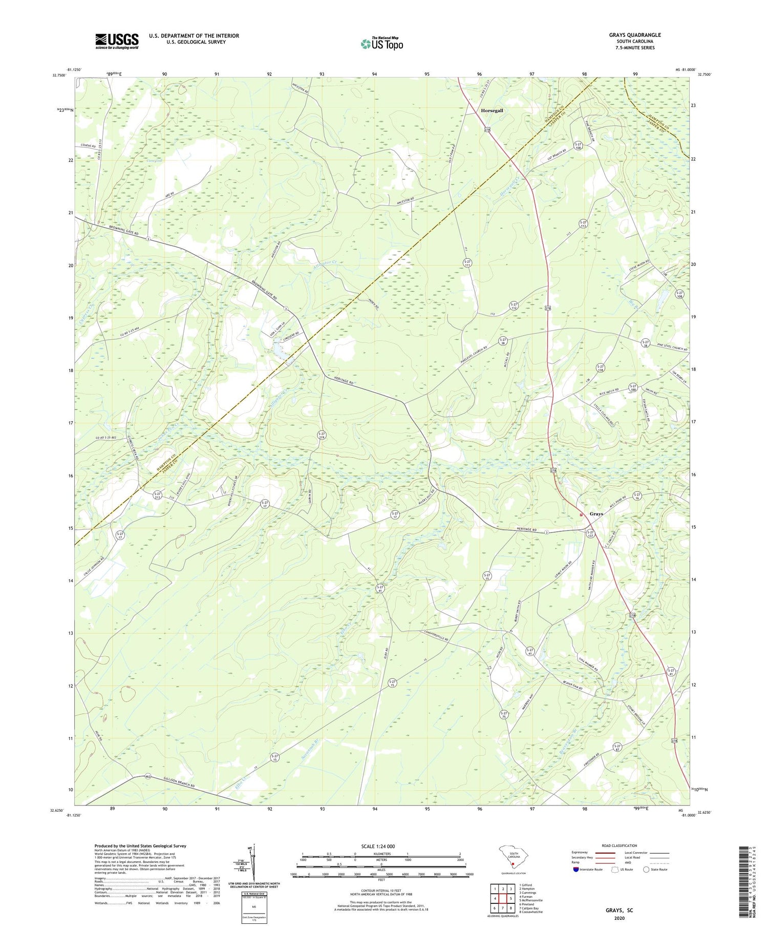 Grays South Carolina US Topo Map Image