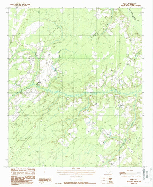 Classic USGS Grays South Carolina 7.5'x7.5' Topo Map Image