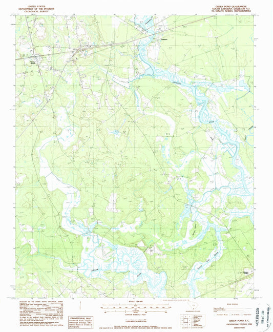 Classic USGS Green Pond South Carolina 7.5'x7.5' Topo Map Image