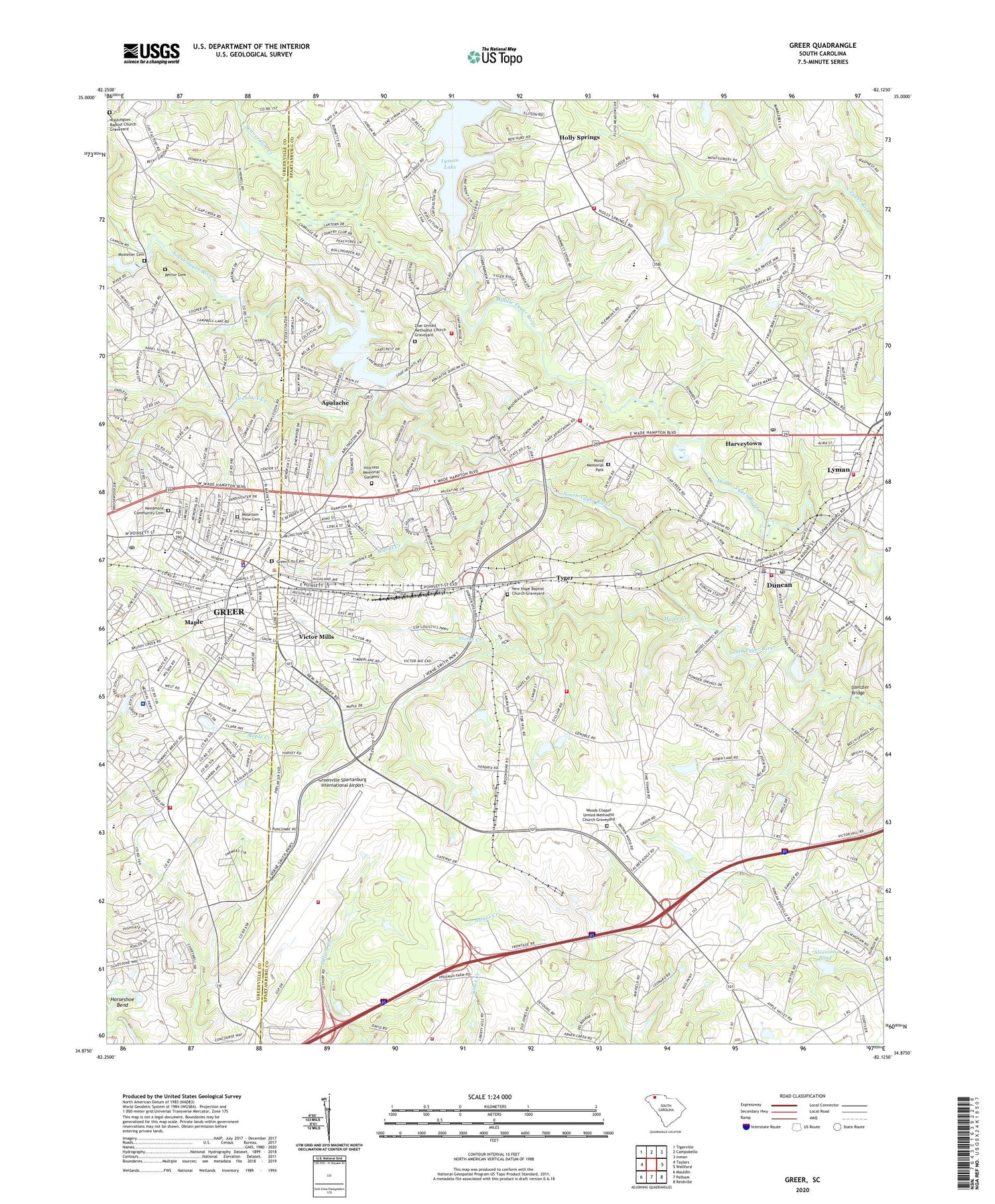 Greer South Carolina US Topo Map Image