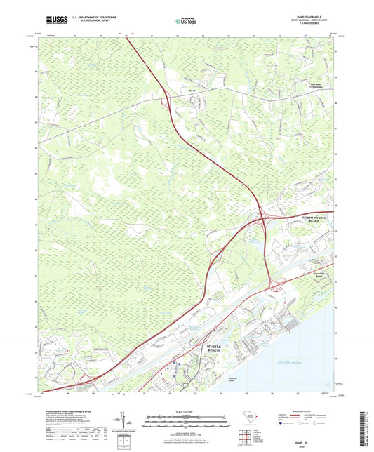 Hand South Carolina US Topo Map Image