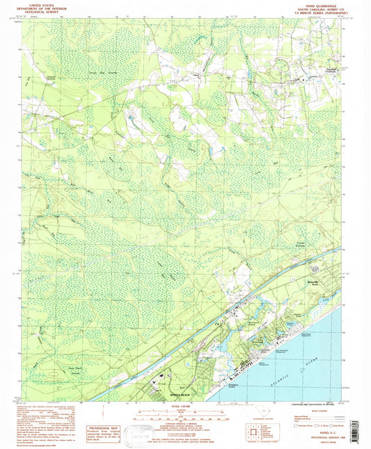 Classic USGS Hand South Carolina 7.5'x7.5' Topo Map Image