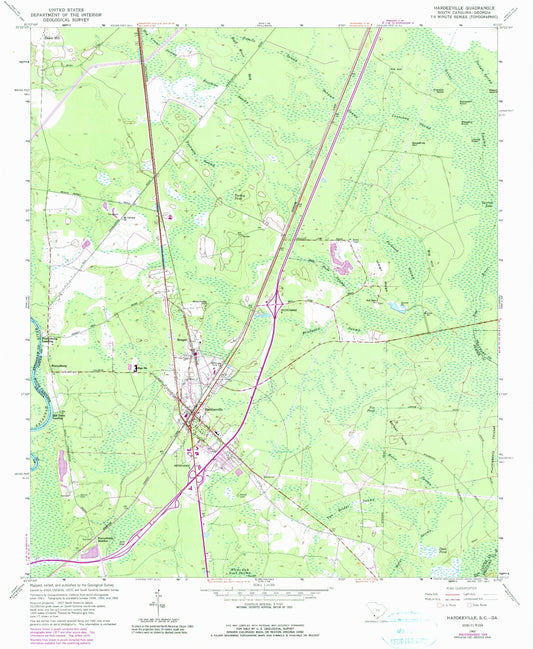 Classic USGS Hardeeville South Carolina 7.5'x7.5' Topo Map Image