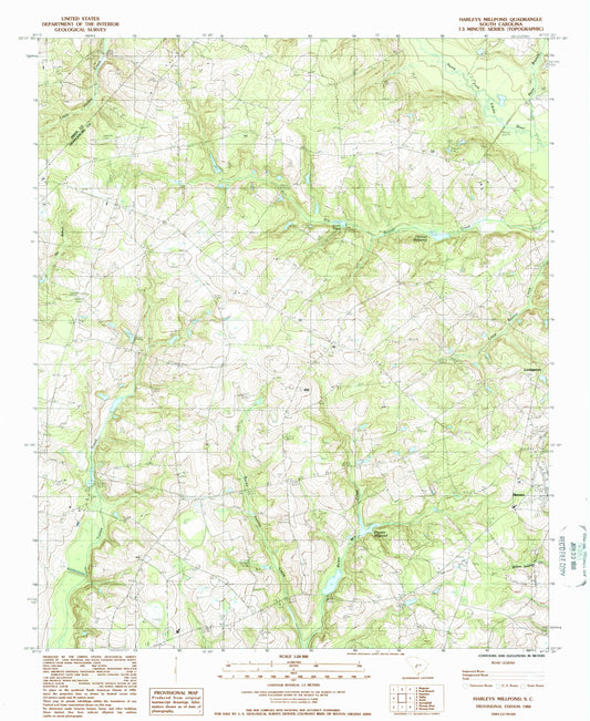Classic USGS Harleys Millpond South Carolina 7.5'x7.5' Topo Map Image
