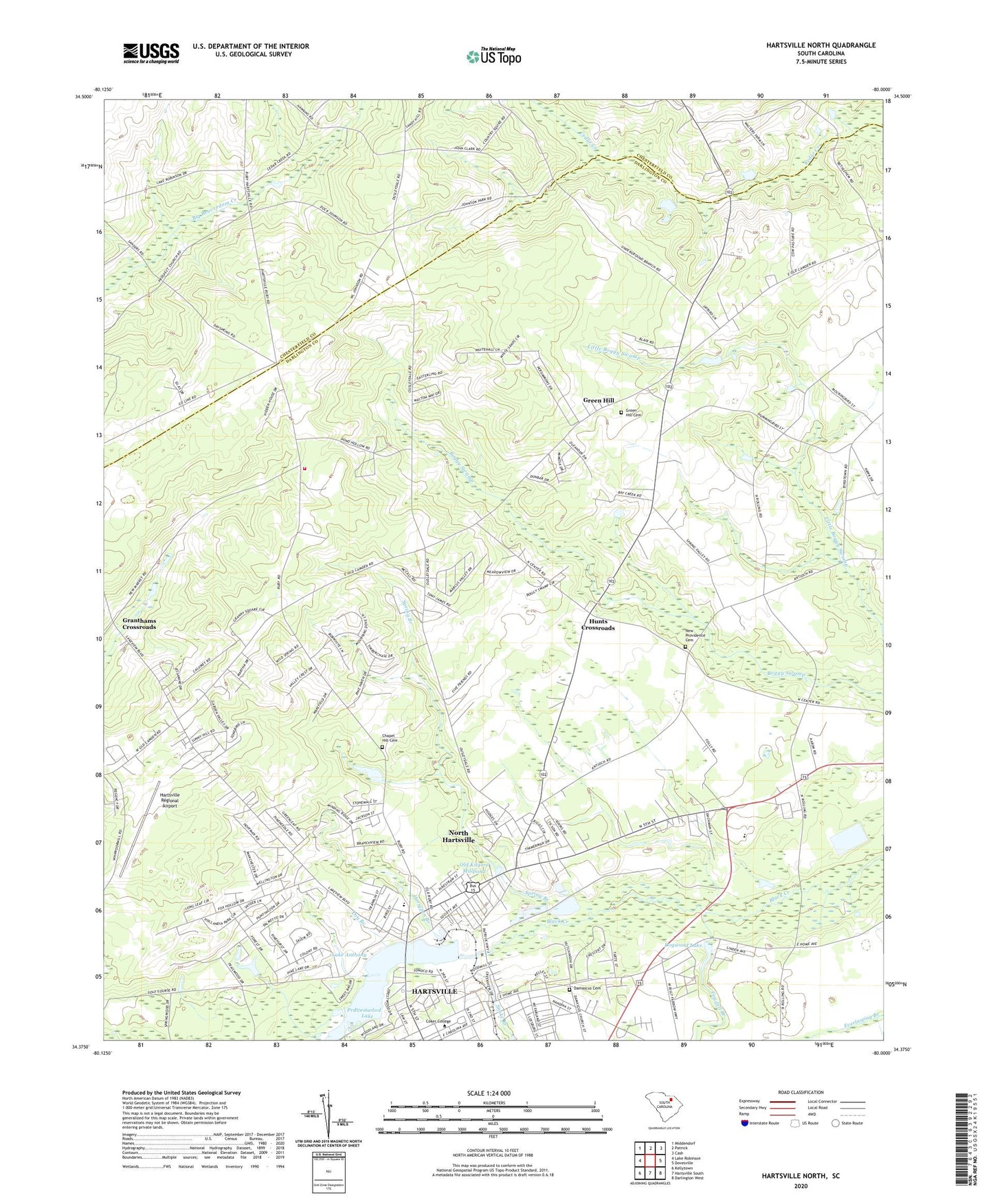 Hartsville North South Carolina US Topo Map Image