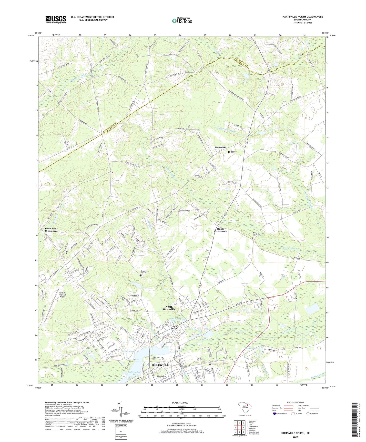 Hartsville North South Carolina US Topo Map Image