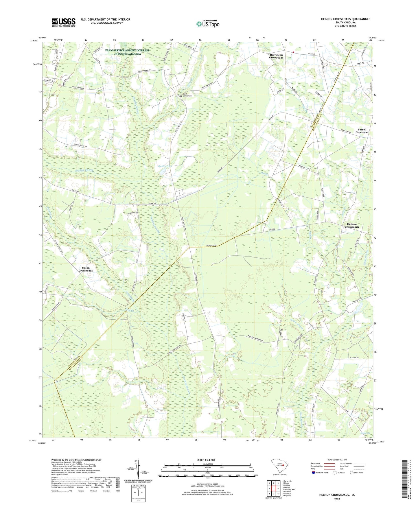 Hebron Crossroads South Carolina US Topo Map Image