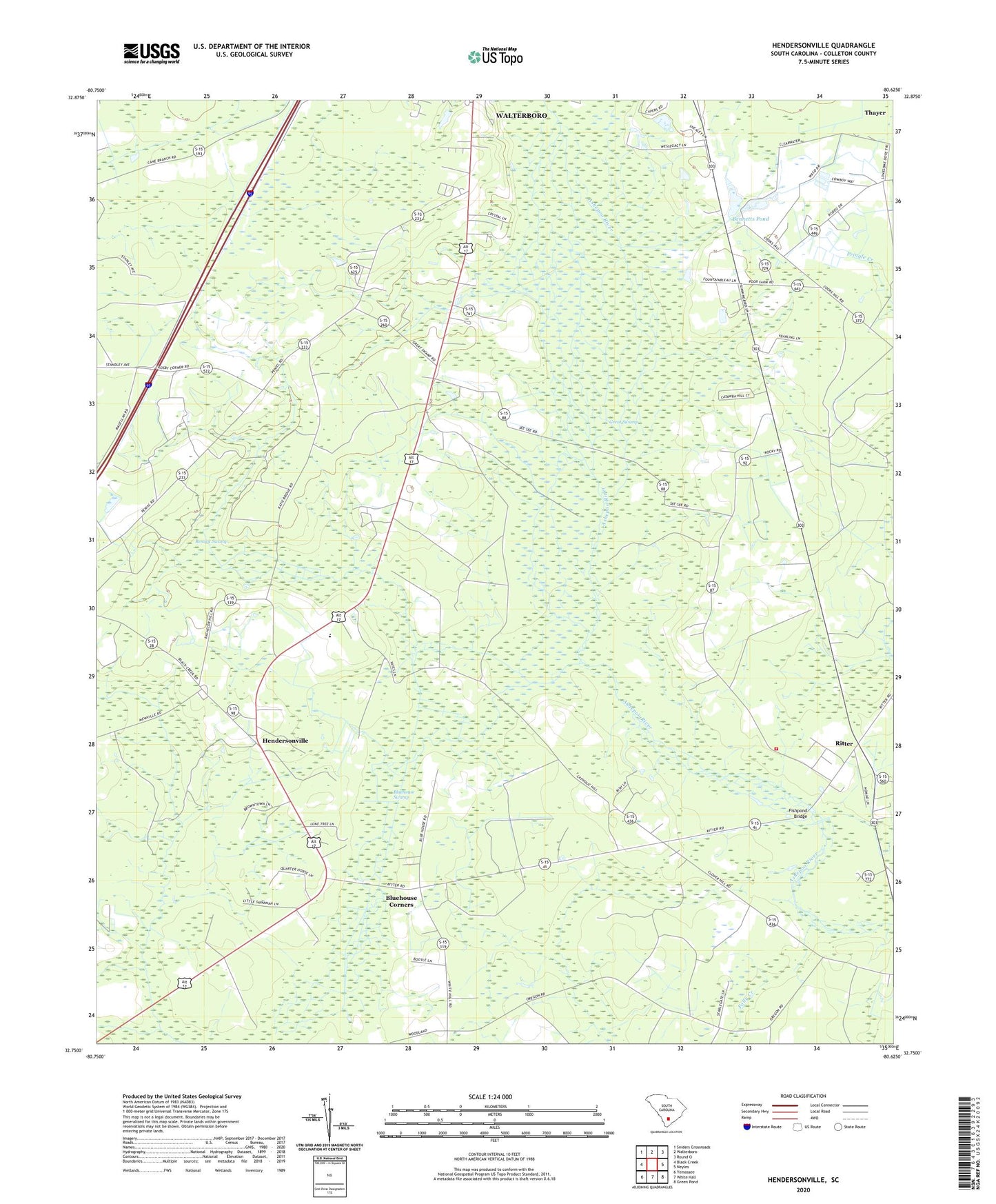 Hendersonville South Carolina US Topo Map Image