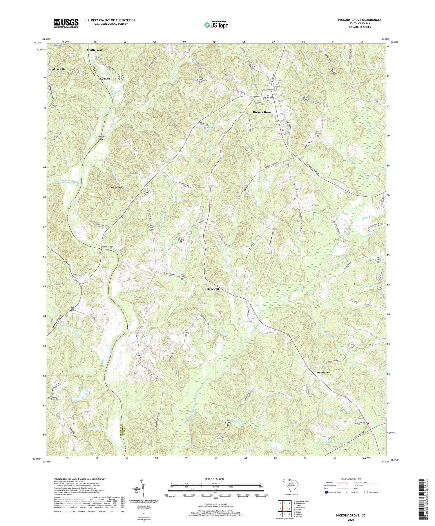 Hickory Grove South Carolina US Topo Map Image