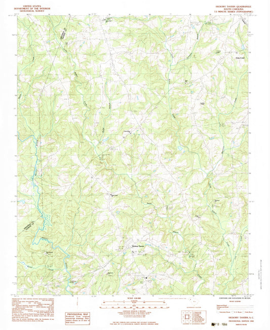 Classic USGS Hickory Tavern South Carolina 7.5'x7.5' Topo Map Image