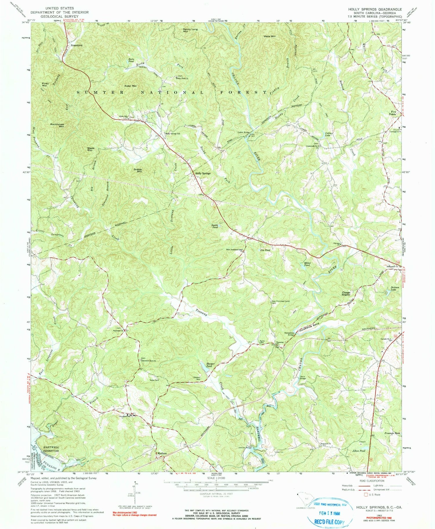 Classic USGS Holly Springs South Carolina 7.5'x7.5' Topo Map Image