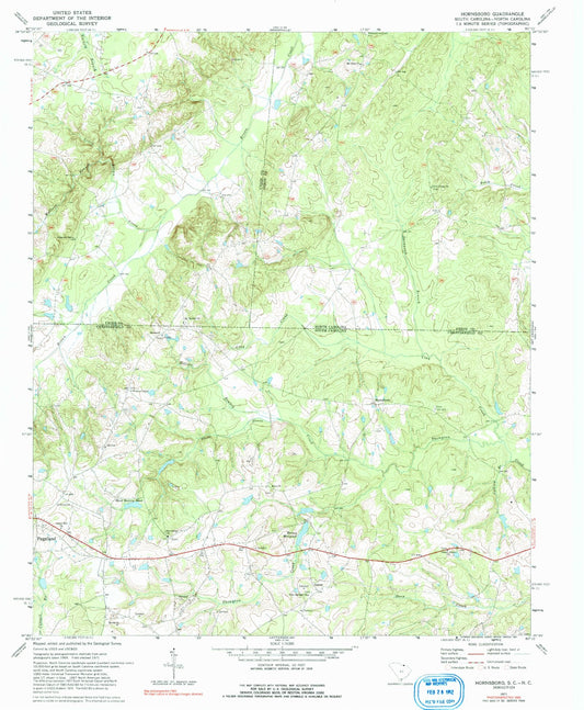 Classic USGS Hornsboro South Carolina 7.5'x7.5' Topo Map Image