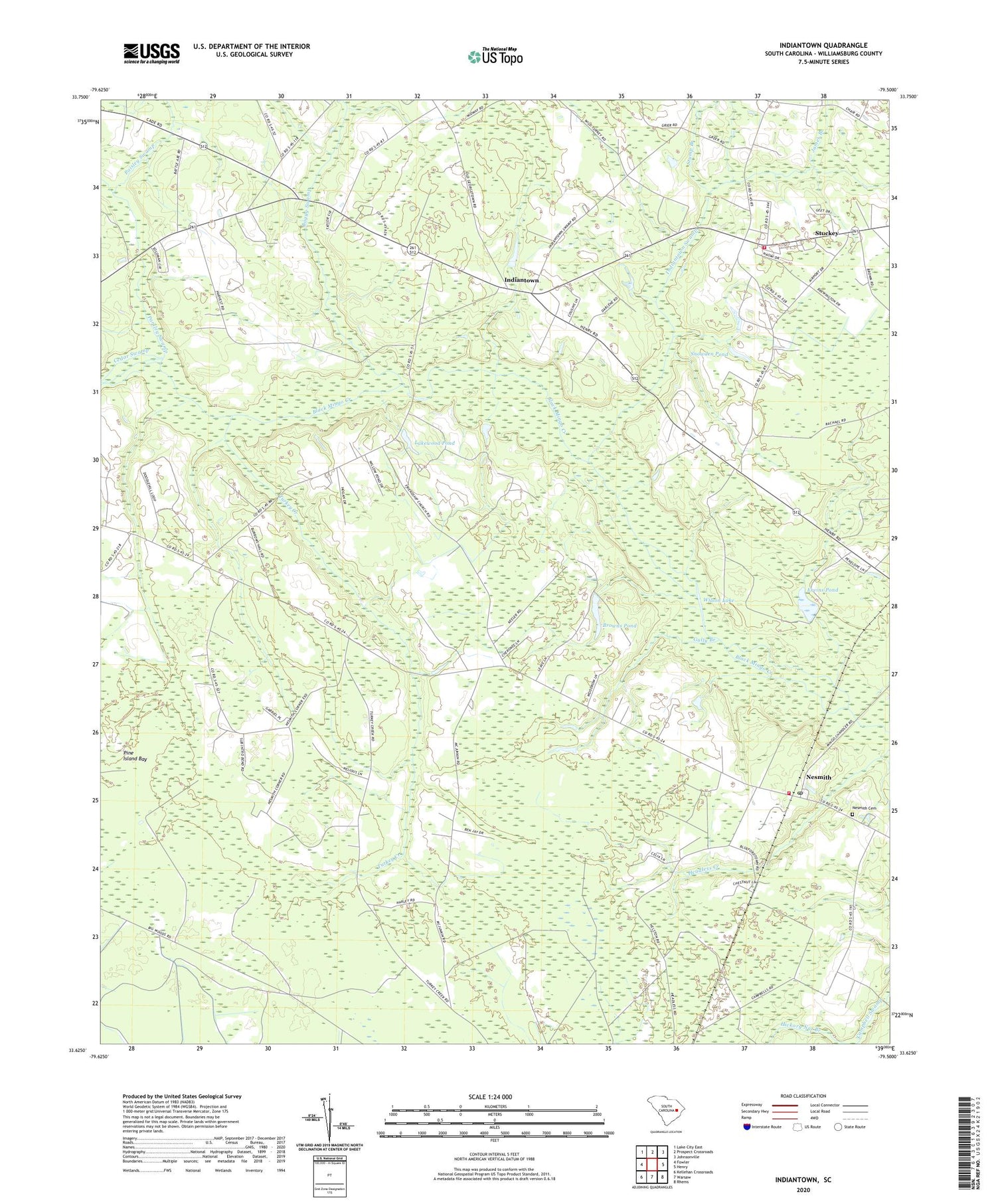 Indiantown South Carolina US Topo Map Image
