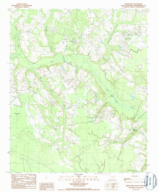 Classic USGS Indiantown South Carolina 7.5'x7.5' Topo Map Image