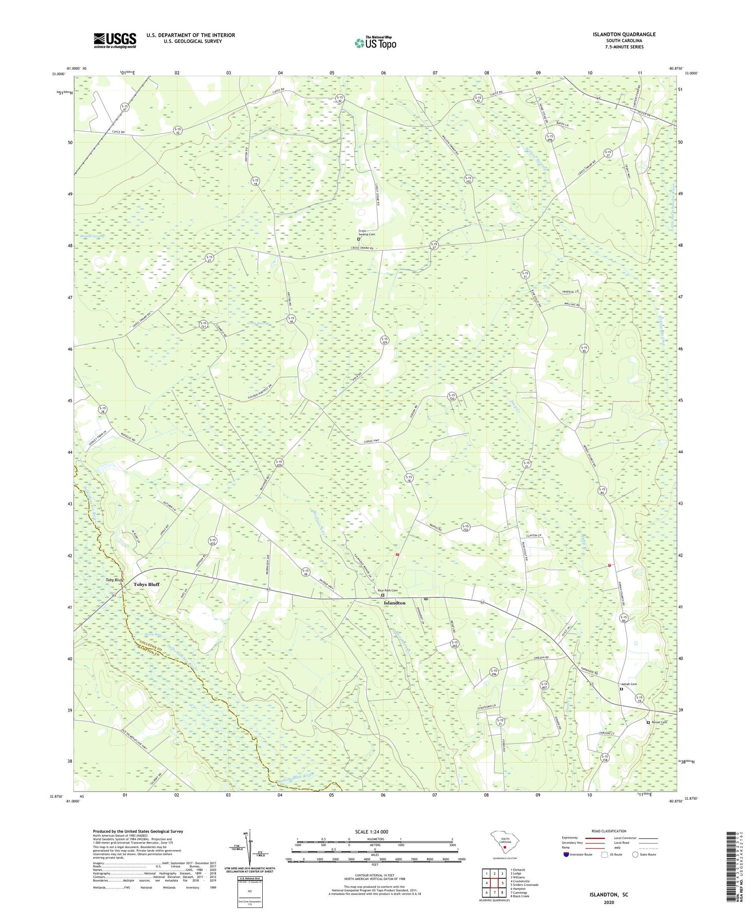 Islandton South Carolina US Topo Map Image