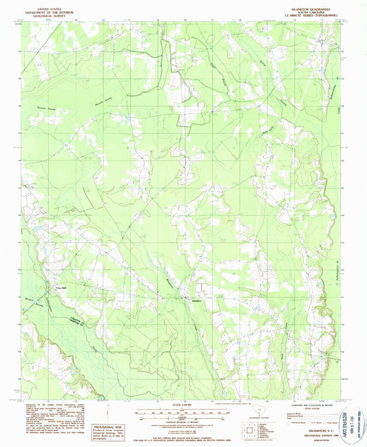 Classic USGS Islandton South Carolina 7.5'x7.5' Topo Map Image