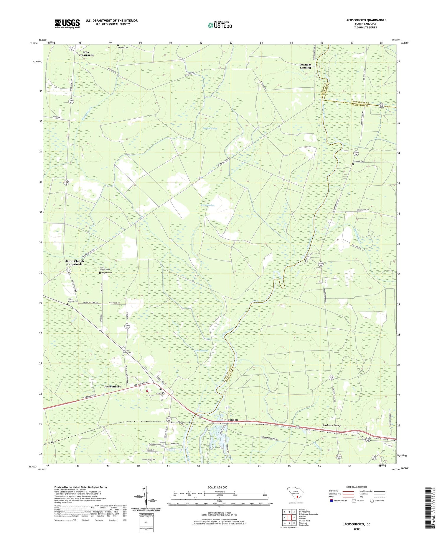 Jacksonboro South Carolina US Topo Map Image