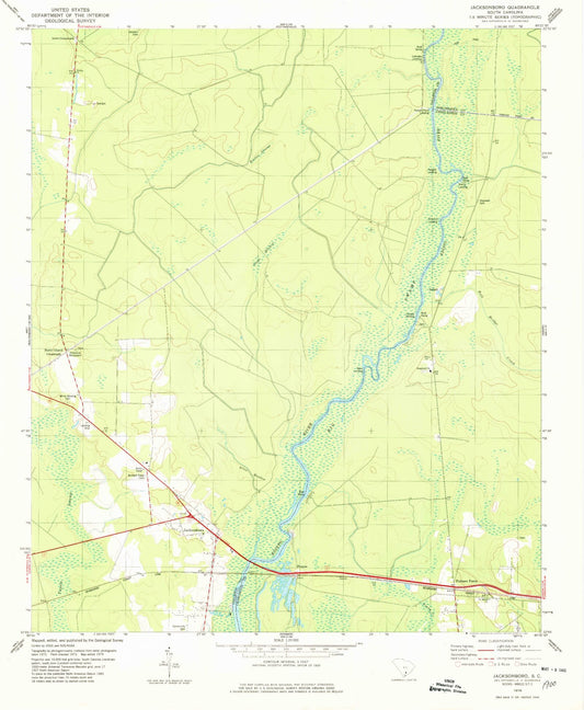 Classic USGS Jacksonboro South Carolina 7.5'x7.5' Topo Map Image