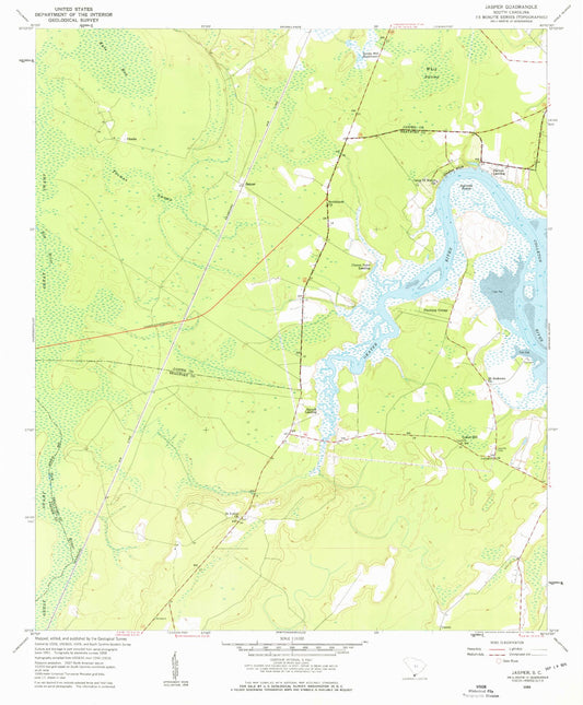 Classic USGS Jasper South Carolina 7.5'x7.5' Topo Map Image