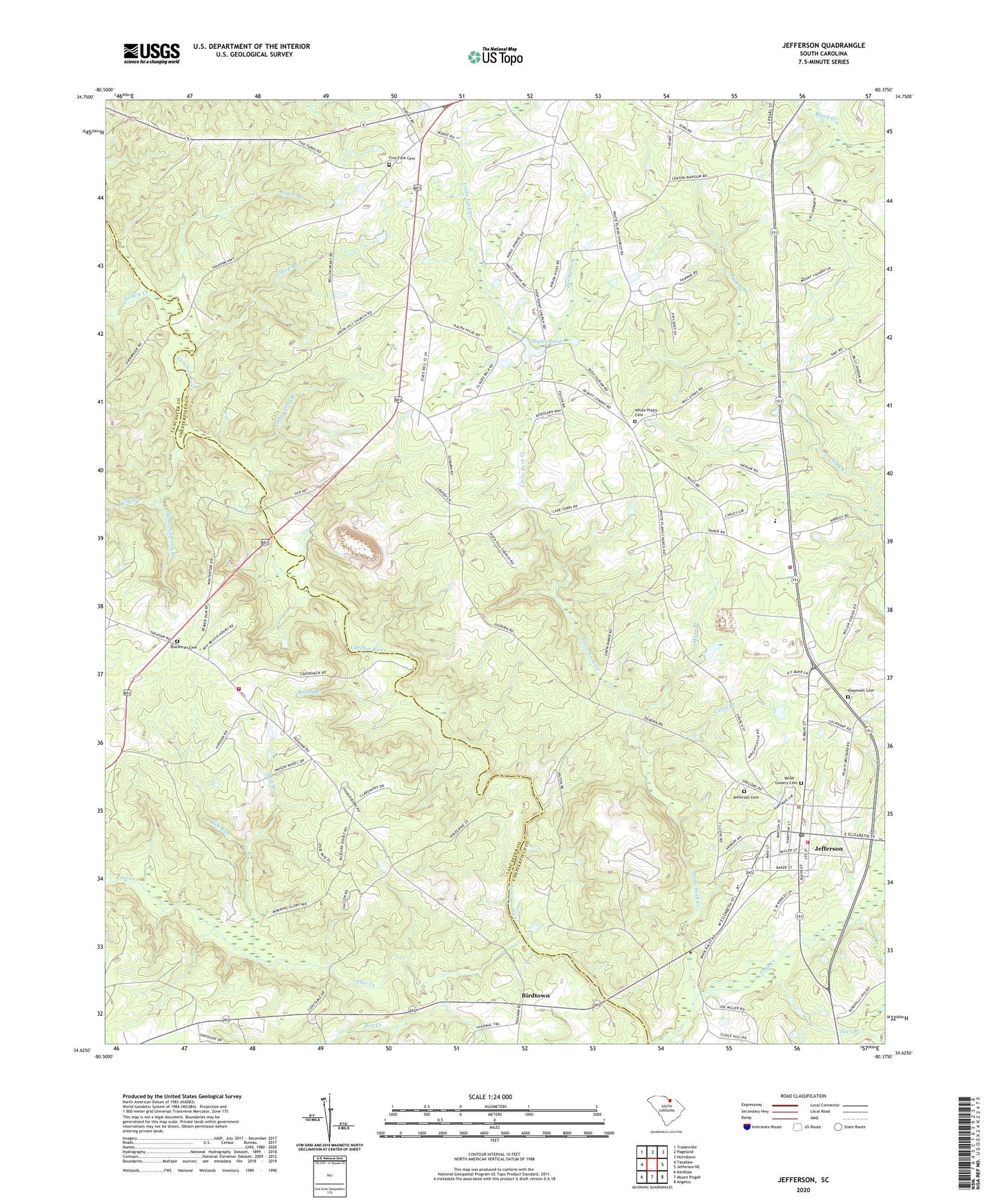 Jefferson South Carolina US Topo Map Image
