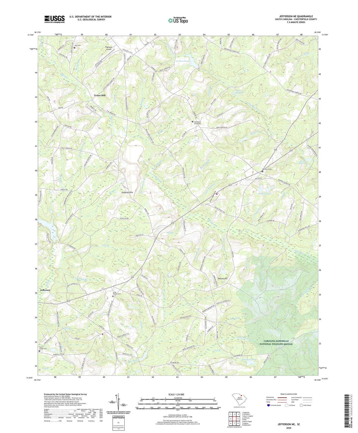 Jefferson NE South Carolina US Topo Map Image